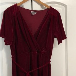 Chelsea28 Velvet Faux Wrap Midi Dress